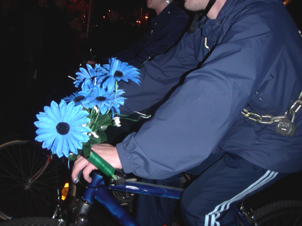 riding with flowers and chains
